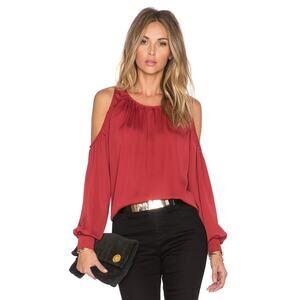 L’Academie Cold Shoulder Blouse Medium Red Feminine Quiet Luxury Date Night